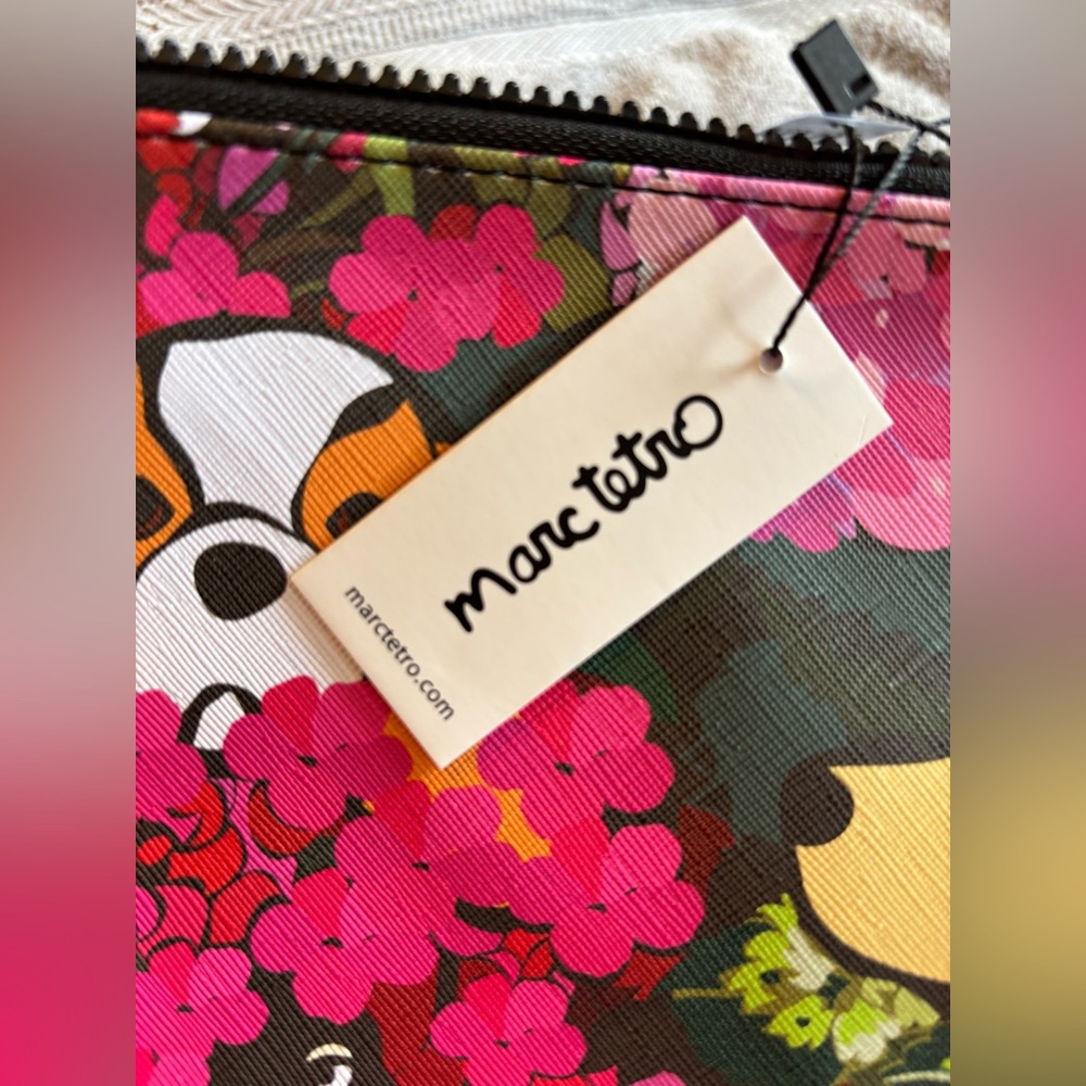 NWT Marc Tetro Dog & Sunflower Print Cosmetic Makeup Bag Pouch - Picture 5 of 6